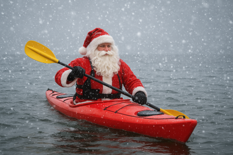 Der echte Samichlaus kommt im Kajak daher.