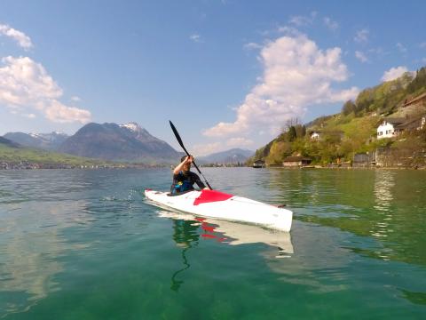 Das neue Seekajak Point65 Bourbon im Einsatz in der Buochser Bucht